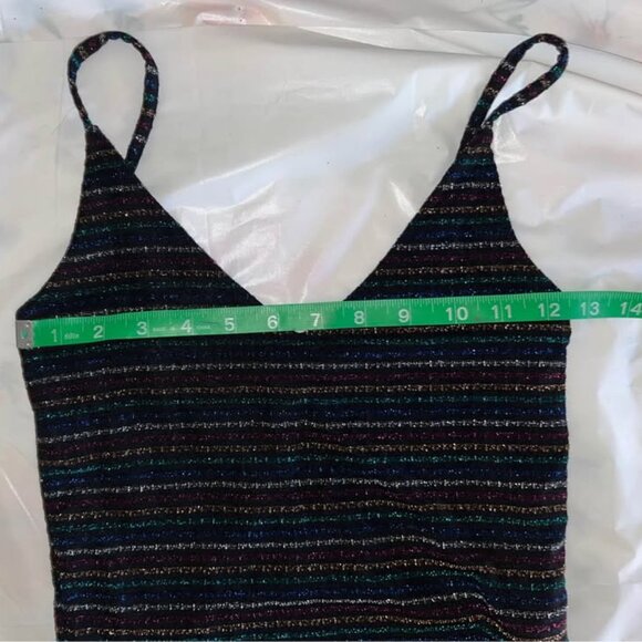 Forever 21 Sparkly Jewel Tone Striped Cropped Cami, Small - Picture 4 of 8